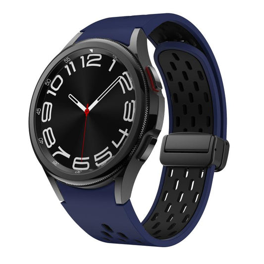 For Samsung Galaxy Watch 4 / 5 / 6 Kalebol Two-color Mesh Magnetic Black Buckle Silicone Strap(Midnight Blue Black) by Kalebol