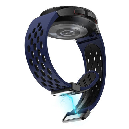 For Samsung Galaxy Watch 4 / 5 / 6 Kalebol Two-color Mesh Magnetic Black Buckle Silicone Strap(Midnight Blue Black) by Kalebol