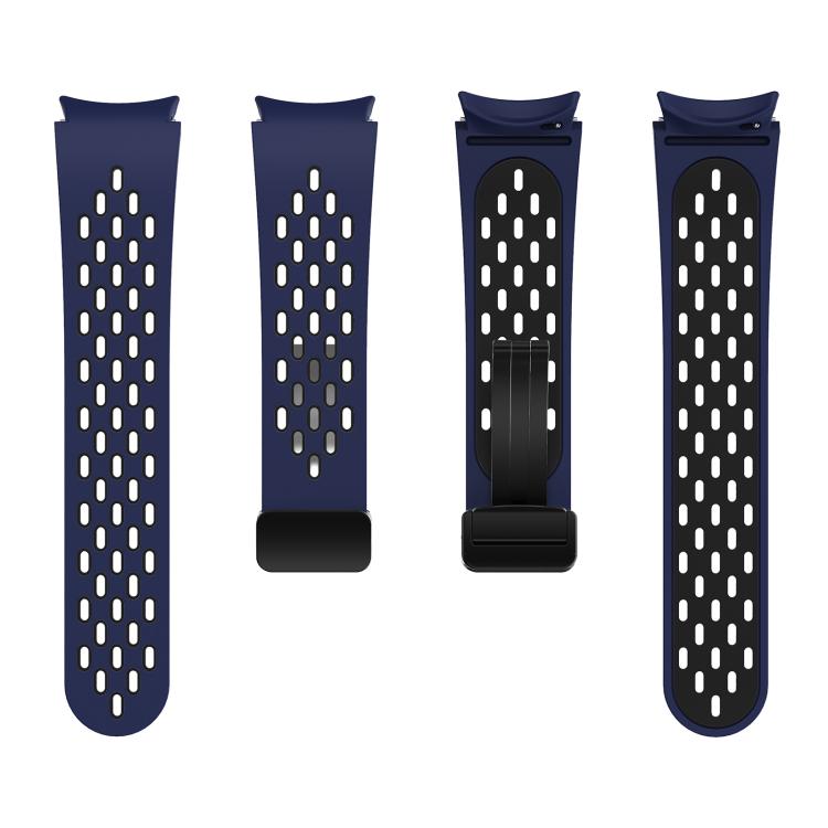 For Samsung Galaxy Watch 4 / 5 / 6 Kalebol Two-color Mesh Magnetic Black Buckle Silicone Strap(Midnight Blue Black) by Kalebol