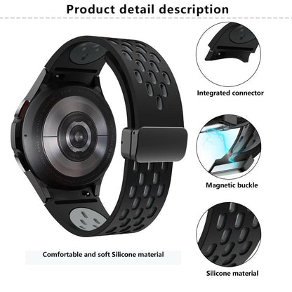 For Samsung Galaxy Watch 4 / 5 / 6 Kalebol Two-color Mesh Magnetic Black Buckle Silicone Strap(Coal Black) by Kalebol