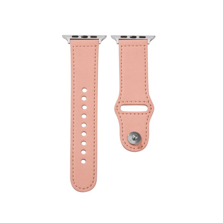 For Apple Watch 46mm / 49mm / 45mm / 44mm Kalebol Large Stud Buckle Leather Watch Band(Pink) by Kalebol