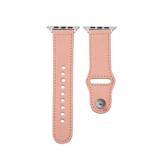 For Apple Watch 46mm / 49mm / 45mm / 44mm Kalebol Large Stud Buckle Leather Watch Band(Pink) by Kalebol