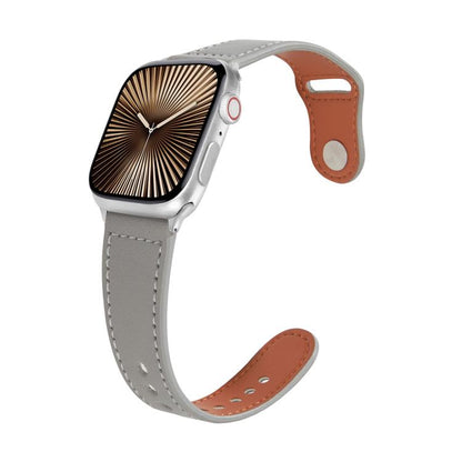 For Apple Watch 46mm / 49mm / 45mm / 44mm Kalebol Large Stud Buckle Leather Watch Band(Grey) by Kalebol