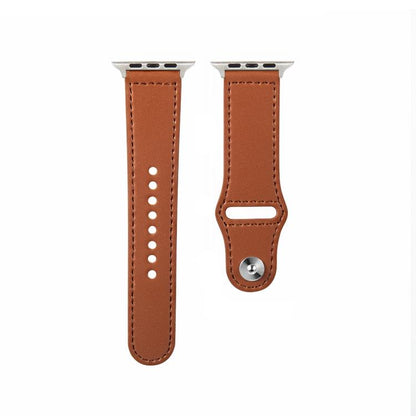 For Apple Watch 46mm / 49mm / 45mm / 44mm Kalebol Large Stud Buckle Leather Watch Band(Brown) by Kalebol