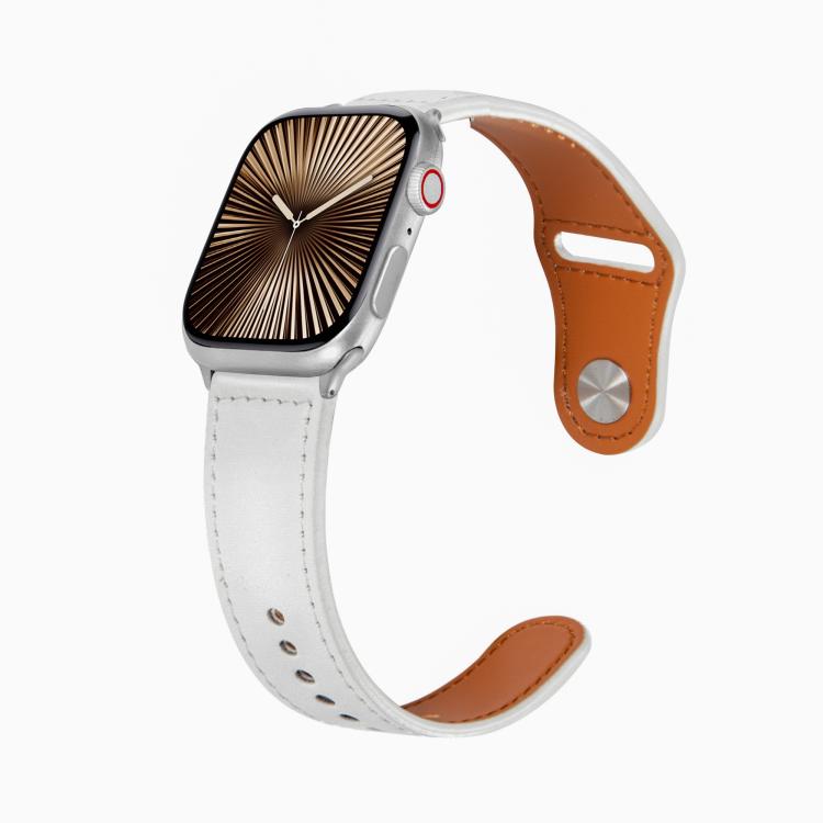 For Apple Watch 42mm / 41mm / 40mm / 38mm Kalebol Large Stud Buckle Leather Watch Band(White) by Kalebol