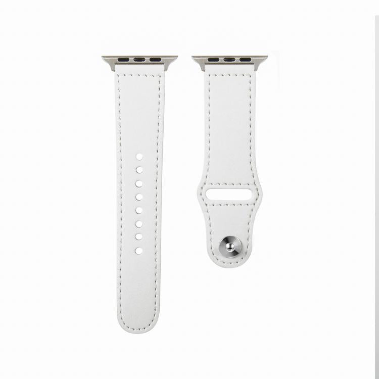 For Apple Watch 42mm / 41mm / 40mm / 38mm Kalebol Large Stud Buckle Leather Watch Band(White) by Kalebol