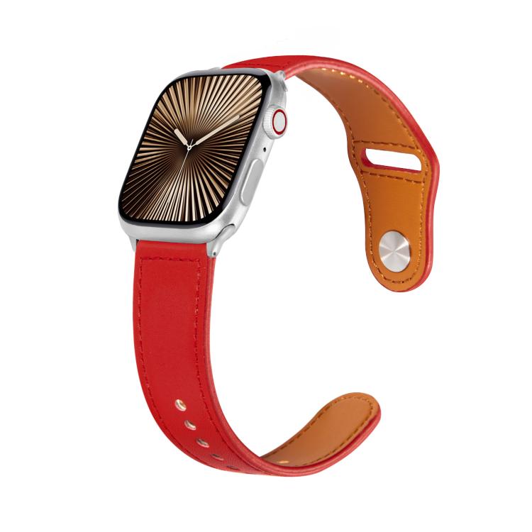 For Apple Watch 42mm / 41mm / 40mm / 38mm Kalebol Large Stud Buckle Leather Watch Band(Red) by Kalebol