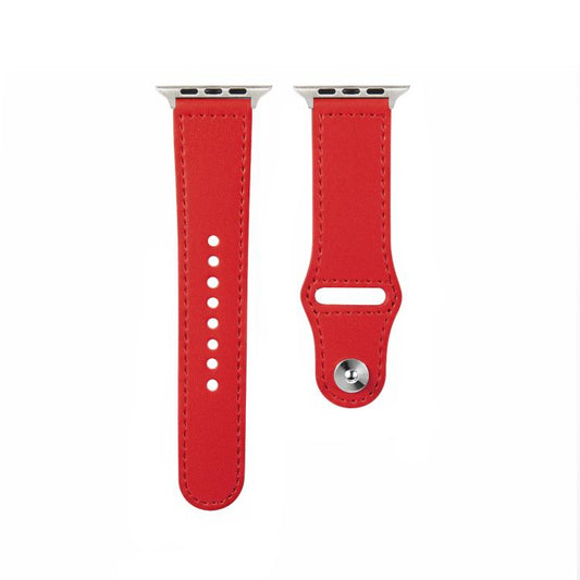 For Apple Watch 42mm / 41mm / 40mm / 38mm Kalebol Large Stud Buckle Leather Watch Band(Red) by Kalebol