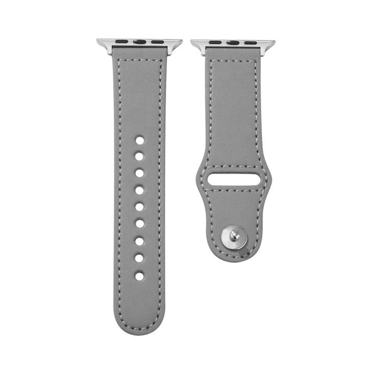 For Apple Watch 42mm / 41mm / 40mm / 38mm Kalebol Large Stud Buckle Leather Watch Band(Grey) by Kalebol