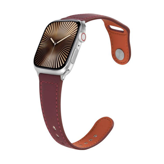 For Apple Watch 42mm / 41mm / 40mm / 38mm Kalebol Large Stud Buckle Leather Watch Band(Wine Red) by Kalebol