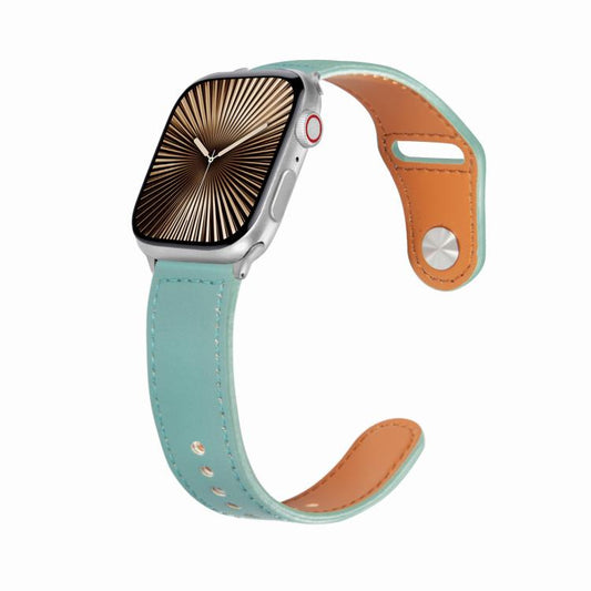 For Apple Watch 42mm / 41mm / 40mm / 38mm Kalebol Large Stud Buckle Leather Watch Band(Green) by Kalebol