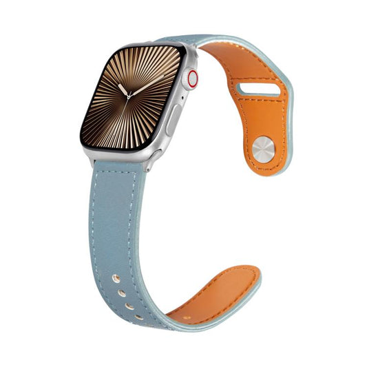 For Apple Watch 42mm / 41mm / 40mm / 38mm Kalebol Large Stud Buckle Leather Watch Band(Haze Blue) by Kalebol