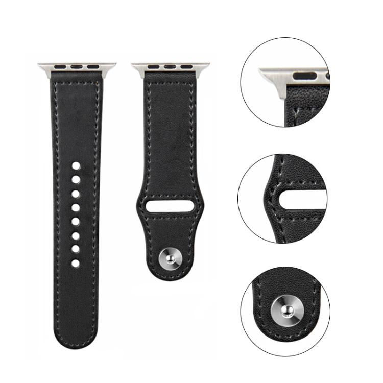 For Apple Watch 42mm / 41mm / 40mm / 38mm Kalebol Large Stud Buckle Leather Watch Band(Apricot) by Kalebol