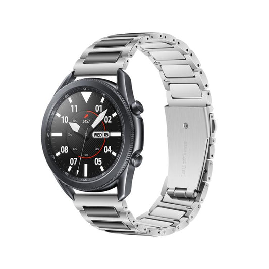 Kalebol 22mm Tooling Metal Zinc Alloy Watch Band(Silver Black) by Kalebol