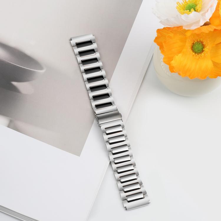 Kalebol 22mm Tooling Metal Zinc Alloy Watch Band(Silver Black) by Kalebol