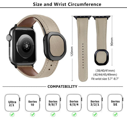 For Apple Watch 46mm / 49mm / 45mm / 44mm Kalebol Magnetic Fold Genuine Buckle Leather Watch Band(Army Green) by Kalebol