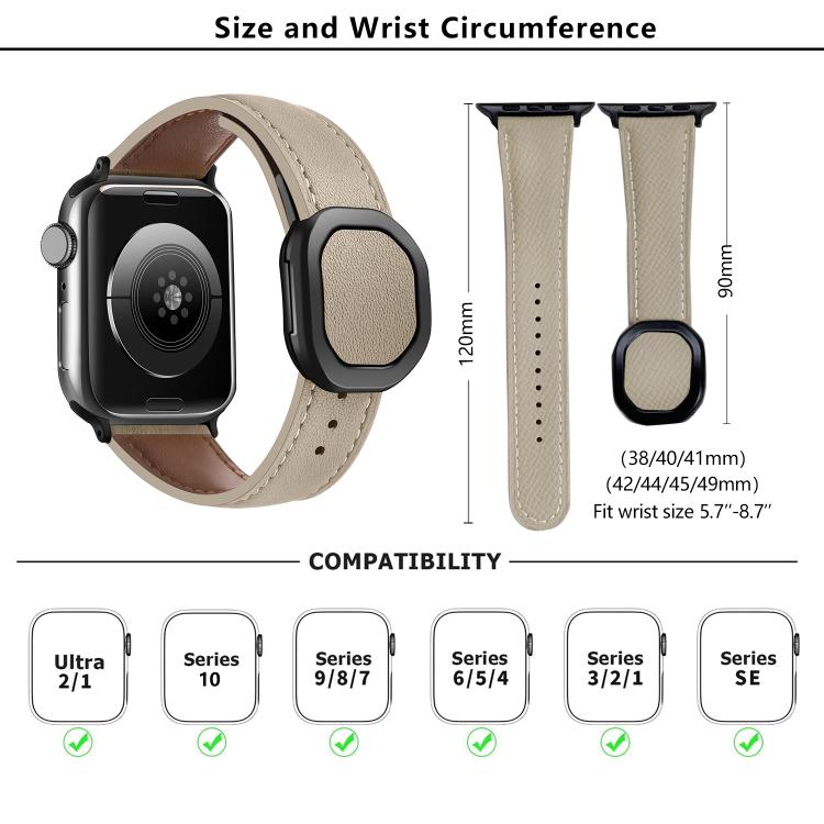 For Apple Watch 42mm / 41mm / 40mm / 38mm Kalebol Magnetic Fold Genuine Buckle Leather Watch Band(Brown) by Kalebol