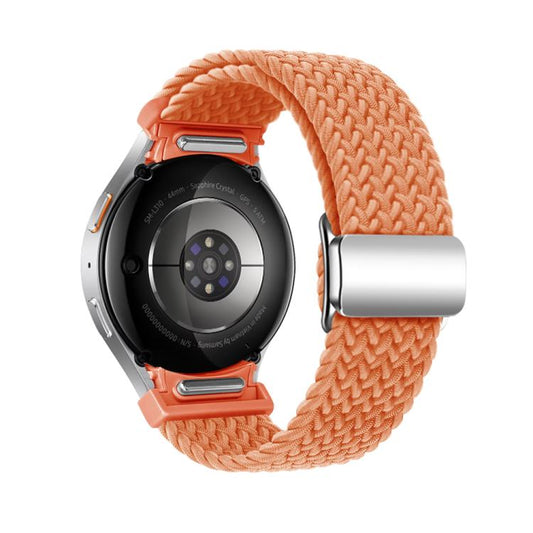 For Samsung Galaxy Watch 5 Pro / 6 / 7 Kalebol Button Braided Loop Magnetic Buckle Watch Band(Orange) by Kalebol