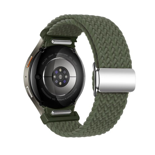 For Samsung Galaxy Watch 5 Pro / 6 / 7 Kalebol Button Braided Loop Magnetic Buckle Watch Band(Dark Olive Green) by Kalebol