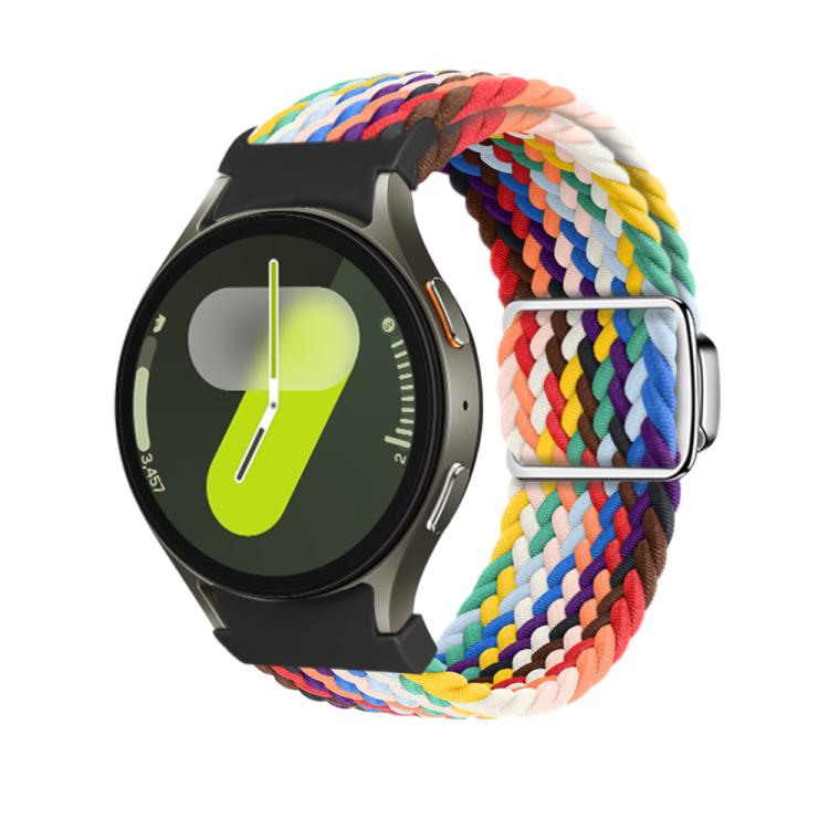 For Samsung Galaxy Watch 5 Pro / 6 / 7 Kalebol Button Braided Loop Magnetic Buckle Watch Band(Official Rainbow) by Kalebol