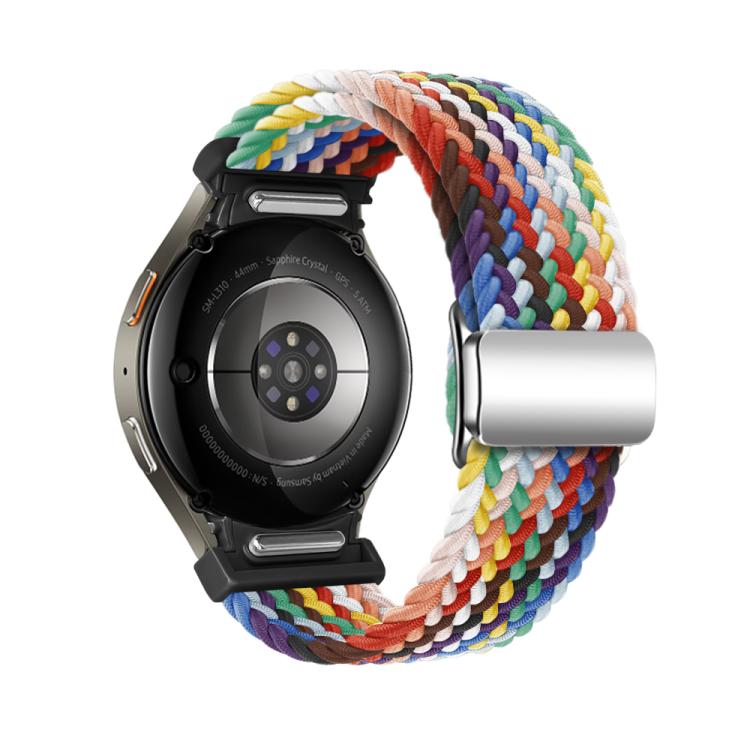 For Samsung Galaxy Watch 5 Pro / 6 / 7 Kalebol Button Braided Loop Magnetic Buckle Watch Band(Official Rainbow) by Kalebol