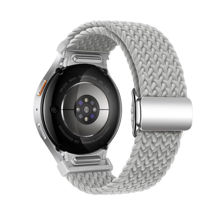 For Samsung Galaxy Watch 5 Pro / 6 / 7 Kalebol Button Braided Loop Magnetic Buckle Watch Band(Light Grey) by Kalebol