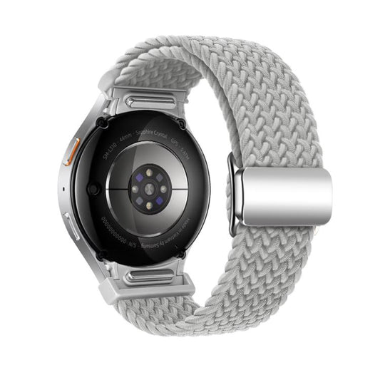 For Samsung Galaxy Watch 5 Pro / 6 / 7 Kalebol Button Braided Loop Magnetic Buckle Watch Band(Light Grey) by Kalebol