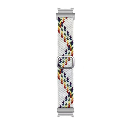 For Samsung Galaxy Watch 7 / 6 / 5 / 4 Kalebol Eight Buckle Nylon Braided Watch Band(White Rainbow) by Kalebol