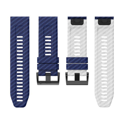For Garmin Fenix 7 22mm Kalebol Two Color Carbon Fiber Print Silicone Watch Band(Royal Blue White) by Kalebol