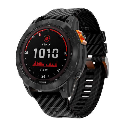 For Garmin Fenix 7 22mm Kalebol Two Color Carbon Fiber Print Silicone Watch Band(Black) by Kalebol