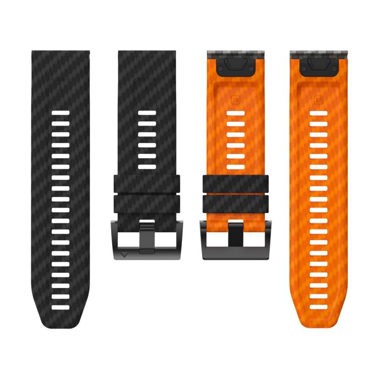 For Garmin Fenix 7 22mm Kalebol Two Color Carbon Fiber Print Silicone Watch Band(Black Orange) by Kalebol