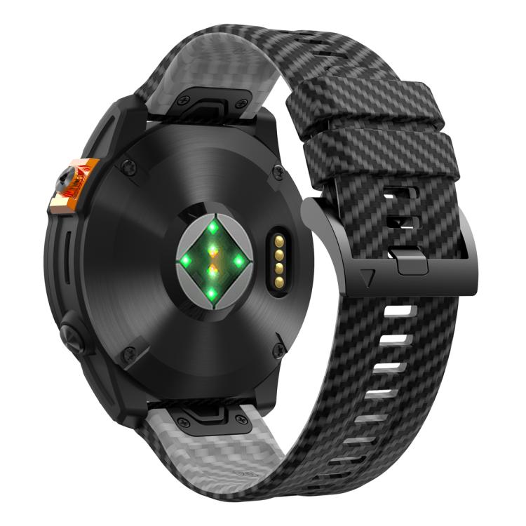 For Garmin Fenix 7 22mm Kalebol Two Color Carbon Fiber Print Silicone Watch Band(Black Grey) by Kalebol