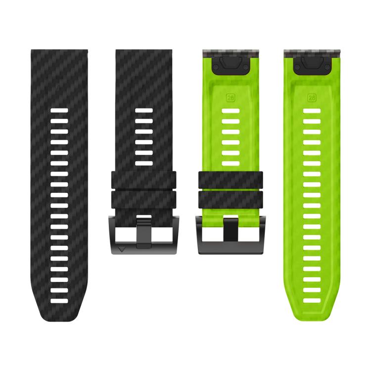 For Garmin Fenix 7 22mm Kalebol Two Color Carbon Fiber Print Silicone Watch Band(Black Lime) by Kalebol