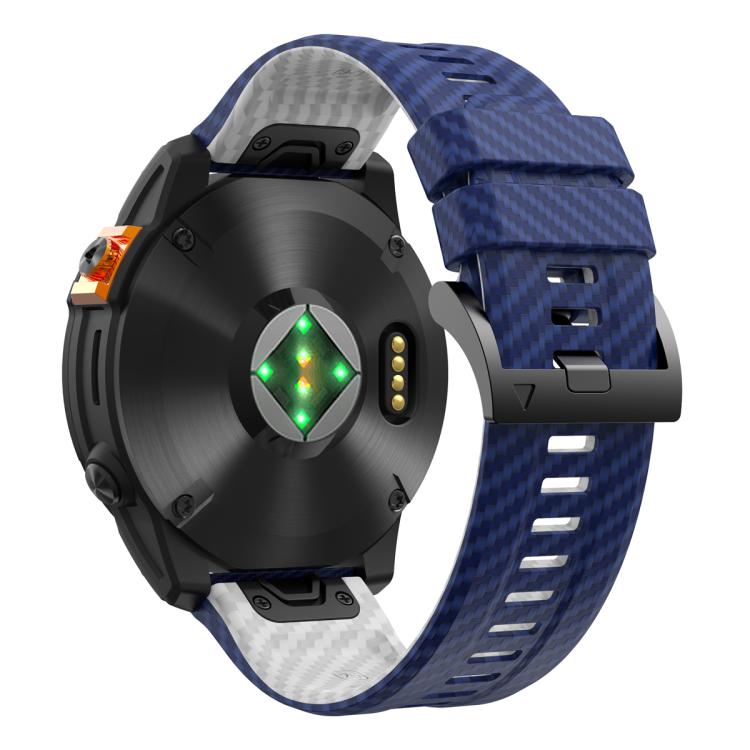For Garmin Fenix 7X 26mm Kalebol Two Color Carbon Fiber Print Silicone Watch Band(Royal Blue White) by Kalebol