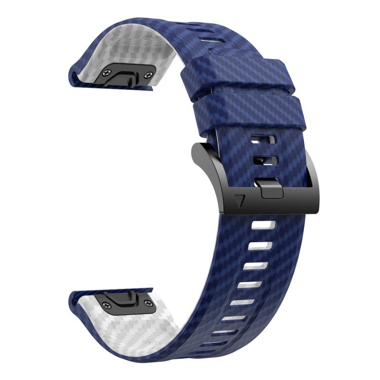 For Garmin Fenix 7X 26mm Kalebol Two Color Carbon Fiber Print Silicone Watch Band(Royal Blue White) by Kalebol