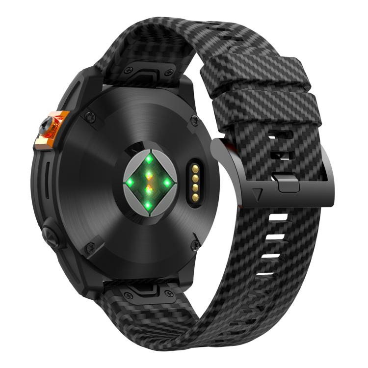 For Garmin Fenix 7X 26mm Kalebol Two Color Carbon Fiber Print Silicone Watch Band(Black) by Kalebol
