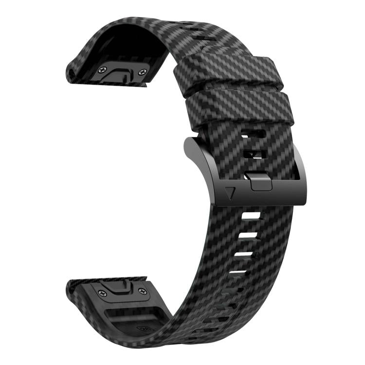 For Garmin Fenix 7X 26mm Kalebol Two Color Carbon Fiber Print Silicone Watch Band(Black) by Kalebol