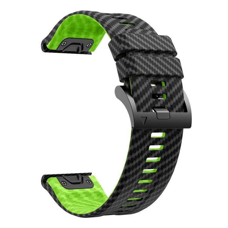 For Garmin Fenix 7X 26mm Kalebol Two Color Carbon Fiber Print Silicone Watch Band(Black Lime) by Kalebol