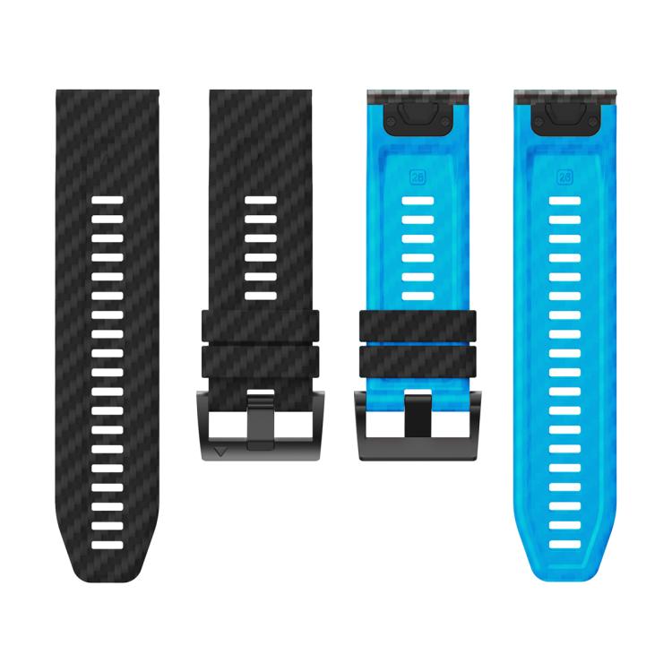 For Garmin Fenix 7X 26mm Kalebol Two Color Carbon Fiber Print Silicone Watch Band(Black Sky Blue) by Kalebol
