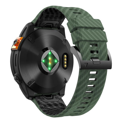 For Garmin Fenix 7X 26mm Kalebol Two Color Carbon Fiber Print Silicone Watch Band(Army Green Black) by Kalebol