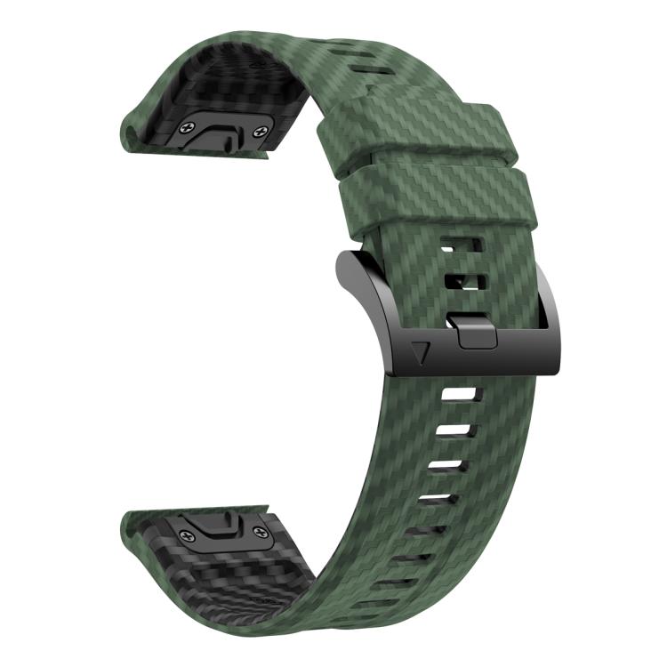 For Garmin Fenix 7X 26mm Kalebol Two Color Carbon Fiber Print Silicone Watch Band(Army Green Black) by Kalebol