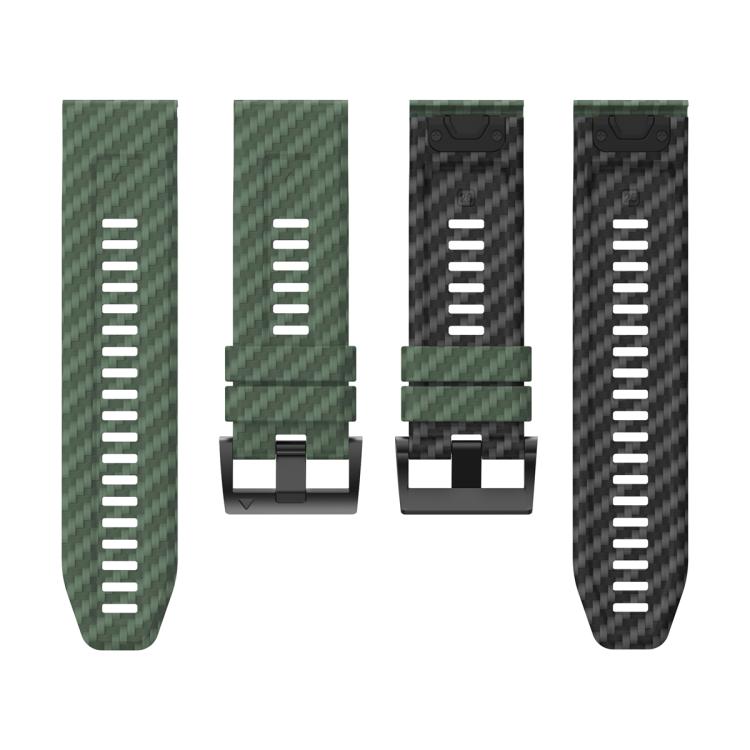 For Garmin Fenix 7X 26mm Kalebol Two Color Carbon Fiber Print Silicone Watch Band(Army Green Black) by Kalebol