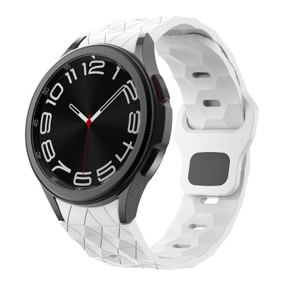 For Samsung Galaxy Watch 4 / 5 / 6 Kalebol Football Pattern Reverse Buckle Silicone Strap(White) by Kalebol