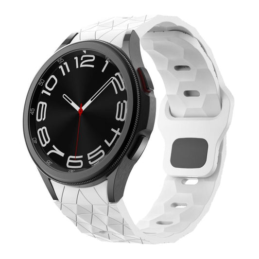 For Samsung Galaxy Watch 4 / 5 / 6 Kalebol Football Pattern Reverse Buckle Silicone Strap(White) by Kalebol