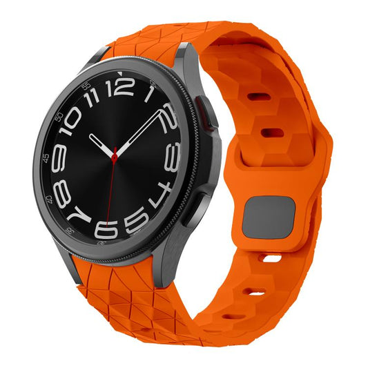 For Samsung Galaxy Watch 4 / 5 / 6 Kalebol Football Pattern Reverse Buckle Silicone Strap(Orange) by Kalebol