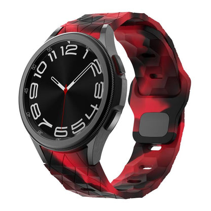 For Samsung Galaxy Watch 4 / 5 / 6 Kalebol Football Pattern Reverse Buckle Silicone Strap(Black Red Camouflage) by Kalebol