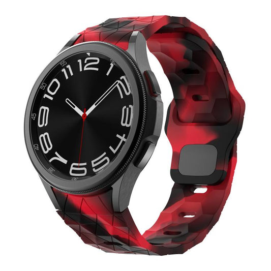 For Samsung Galaxy Watch 4 / 5 / 6 Kalebol Football Pattern Reverse Buckle Silicone Strap(Black Red Camouflage) by Kalebol