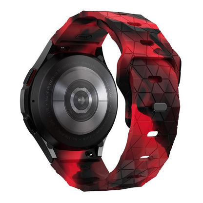 For Samsung Galaxy Watch 4 / 5 / 6 Kalebol Football Pattern Reverse Buckle Silicone Strap(Black Red Camouflage) by Kalebol