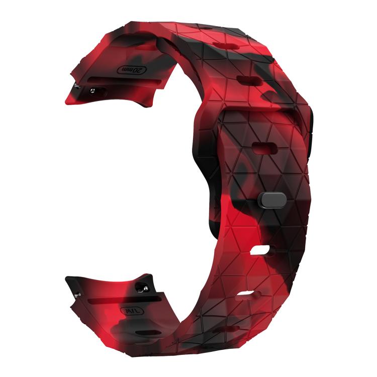 For Samsung Galaxy Watch 4 / 5 / 6 Kalebol Football Pattern Reverse Buckle Silicone Strap(Black Red Camouflage) by Kalebol