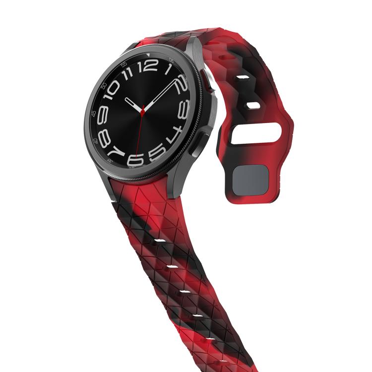 For Samsung Galaxy Watch 4 / 5 / 6 Kalebol Football Pattern Reverse Buckle Silicone Strap(Black Red Camouflage) by Kalebol
